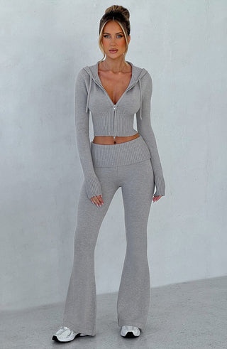 Portia Knit Pants - Light Grey Marl - Napalia